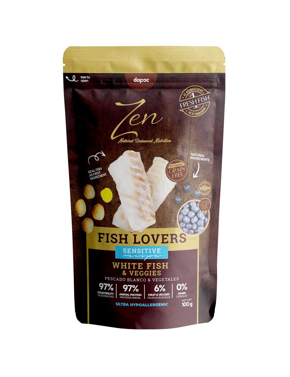 ZEN POUCHES WHITE FISH VEGGIES 100 GRS