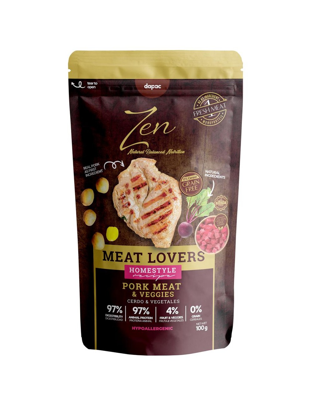 ZEN POUCHES PORK VEGGIES 100 GRS